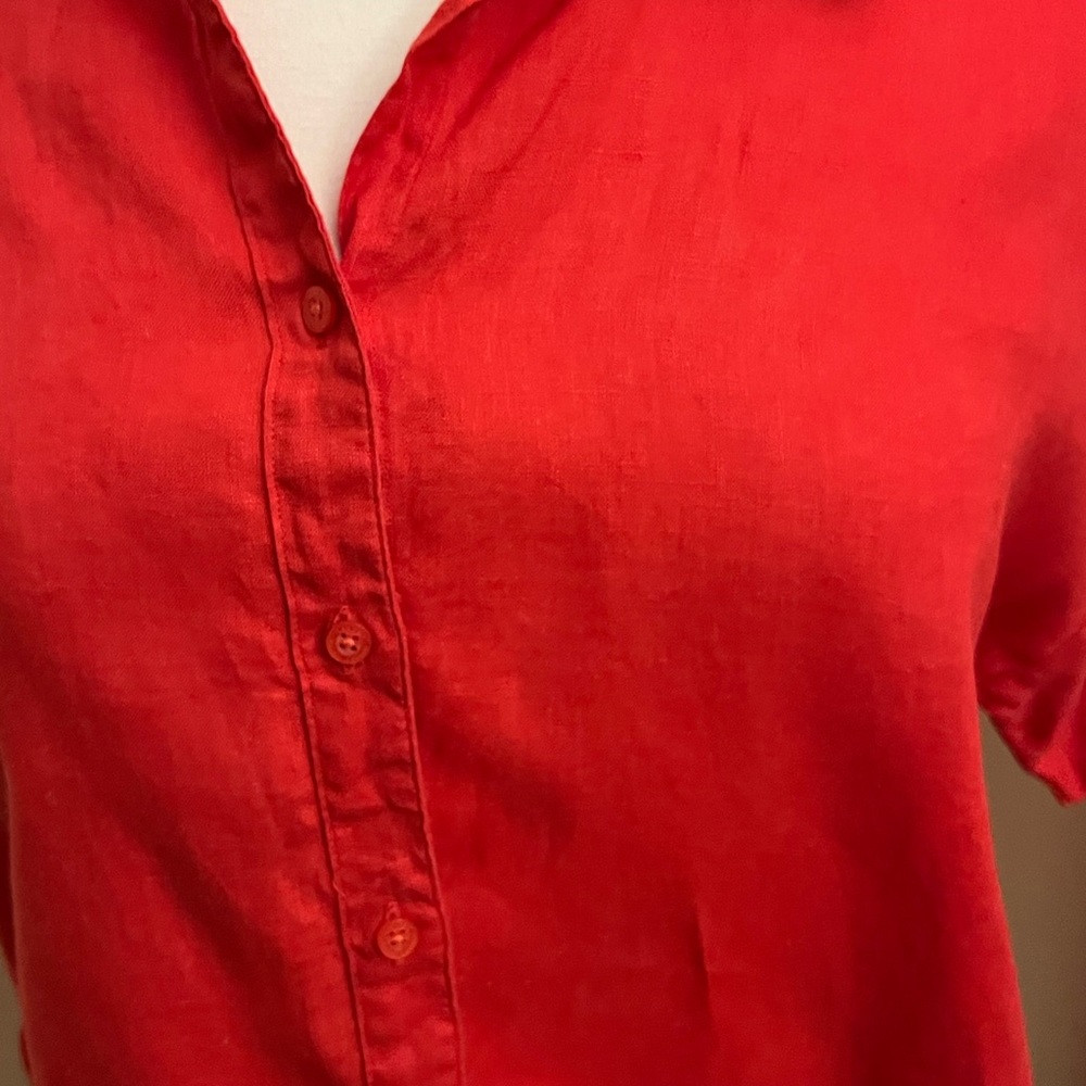 Lauren Ralph Lauren women’s short sleeve linen shirt. Size L. Red - Picture 2 of 9